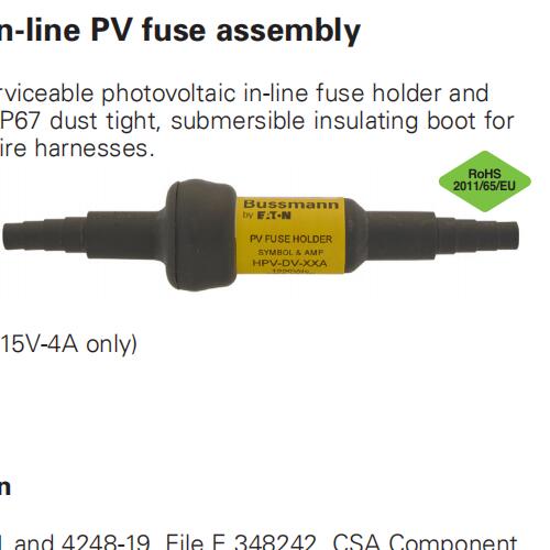 HPV-DV-(AMP)A|Bussmann|Inline PV fuse