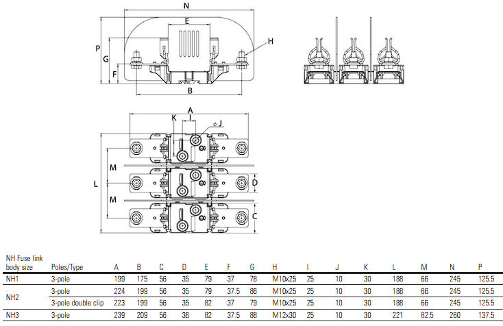 Dimensions (mm) 3-pole, sizes 1, 2 and 3.png